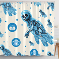 thumbnail image 1 of Whimsical Blue Ghosts Shower Curtain - Floral Design Soft Background Perfect for Halloween Decor, 1 of 4