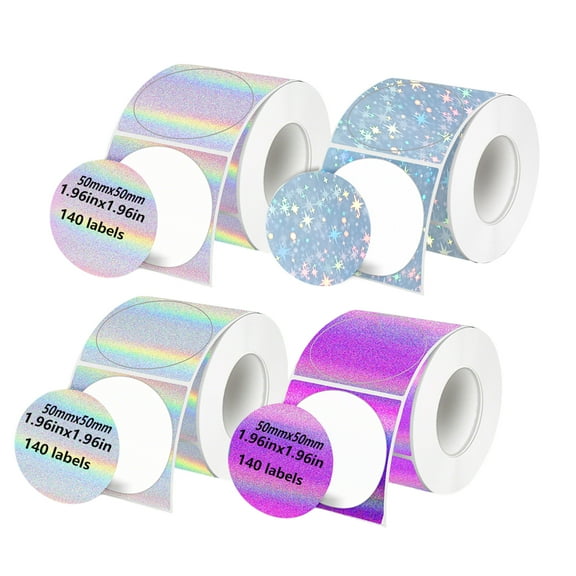 Holographic Glitter Thermal Label Stickers Compatible with Phomemo, Munbyn, Xprinter,Marklife for Barcode, Price Tags, Shipping & Logo Design