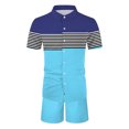 thumbnail image 4 of Vedolay Set For Men Casual Summer Men Stylish Printed Tracksuits Sport Summer Short Sleeve and Shorts Set for Men,Blue L, 4 of 5