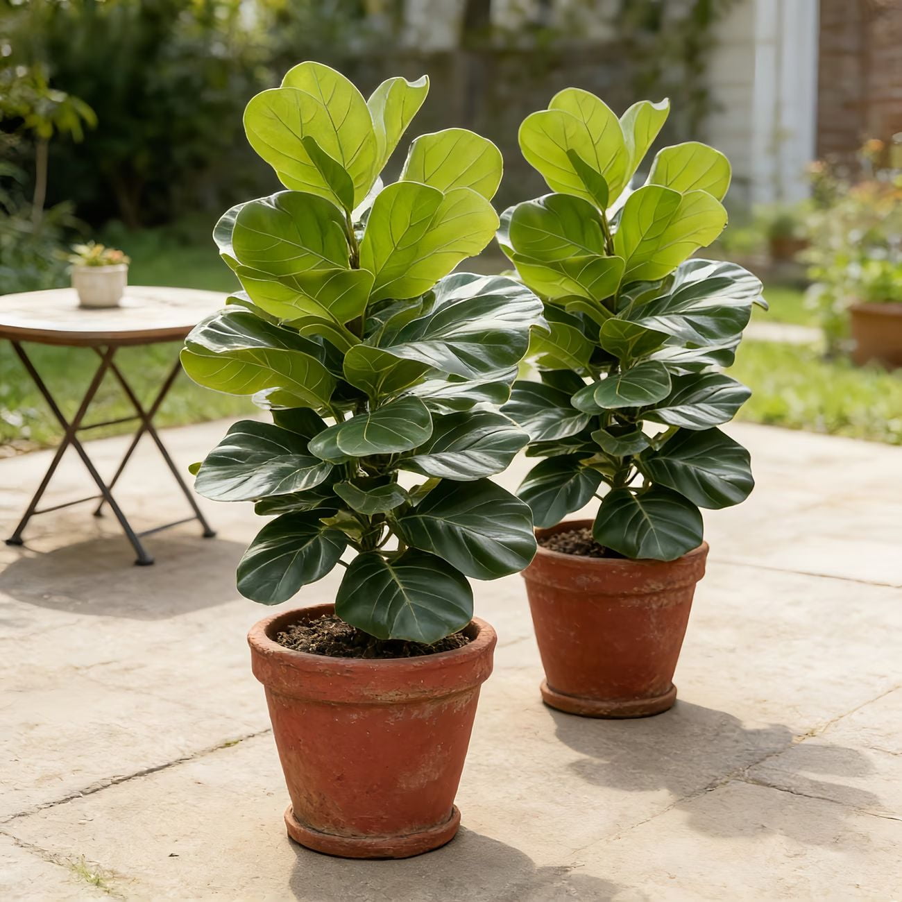 2 Pack 103cm Artificial Fiddle Leaf Fig Tree, Tall Fake Ficus Plant with Realistic Leaves, UV Resistant Tall Faux Floor Plant for Indoor Home Living Room Bedroom Decor, No Pot Needed