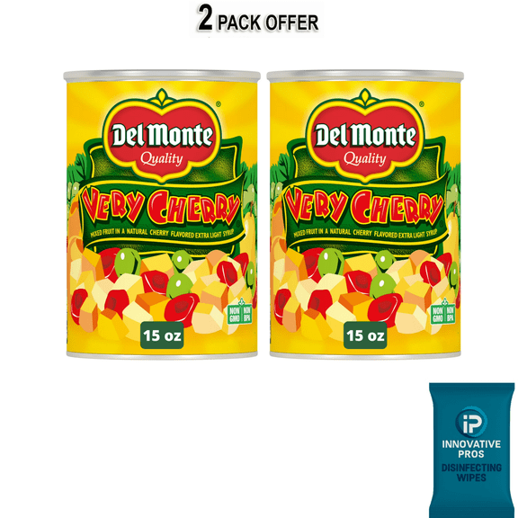 Del Monte Very Cherry Mixed Fruit in Extra Light Syrup, Canned Fruit, 15 oz Can