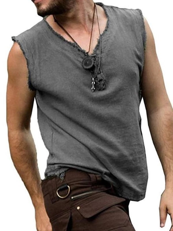 Download Men's Sleeveless T-shirt V-neck Vest Loose Cut Sport Tank ...