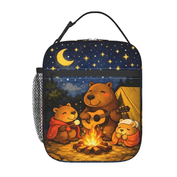 Bears Camping Lunch Bag Reusable Thermal Lunch Tote with Handle for Women and Men