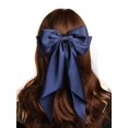 thumbnail image 3 of Pasadores de lazo para el pelo de satén para mujer, pinzas para el pelo con lazos en capas, cola larga, horquilla de Color sólido, pasadores para el cabelloVerde oscuro1pcs, 3 of 4