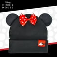 thumbnail image 3 of Disney Minnie Mouse Beanie Hat, Faux Fur Cuffed Winter Knit Cap with 3D Ears and Bow, Black, One Size, 3 of 6