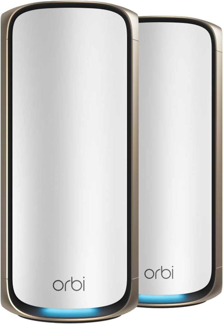 Restored NETGEAR Orbi 970 Series Quad-Band WiFi 7 Mesh Network System (RBE972) - Router + 1 Satellite Extender, Security Features, 27 Gbps, 6,600 sq. ft. (Refurbished)