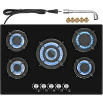 Nardea 30" Built in Gas Cooktop, 5 Burner Gas Cooktop for NG/LPG Dual Fuel Convertible, Propane Gas Stove Burner with Thermocouple Protection,Black Tempered Glass, 35900BTU