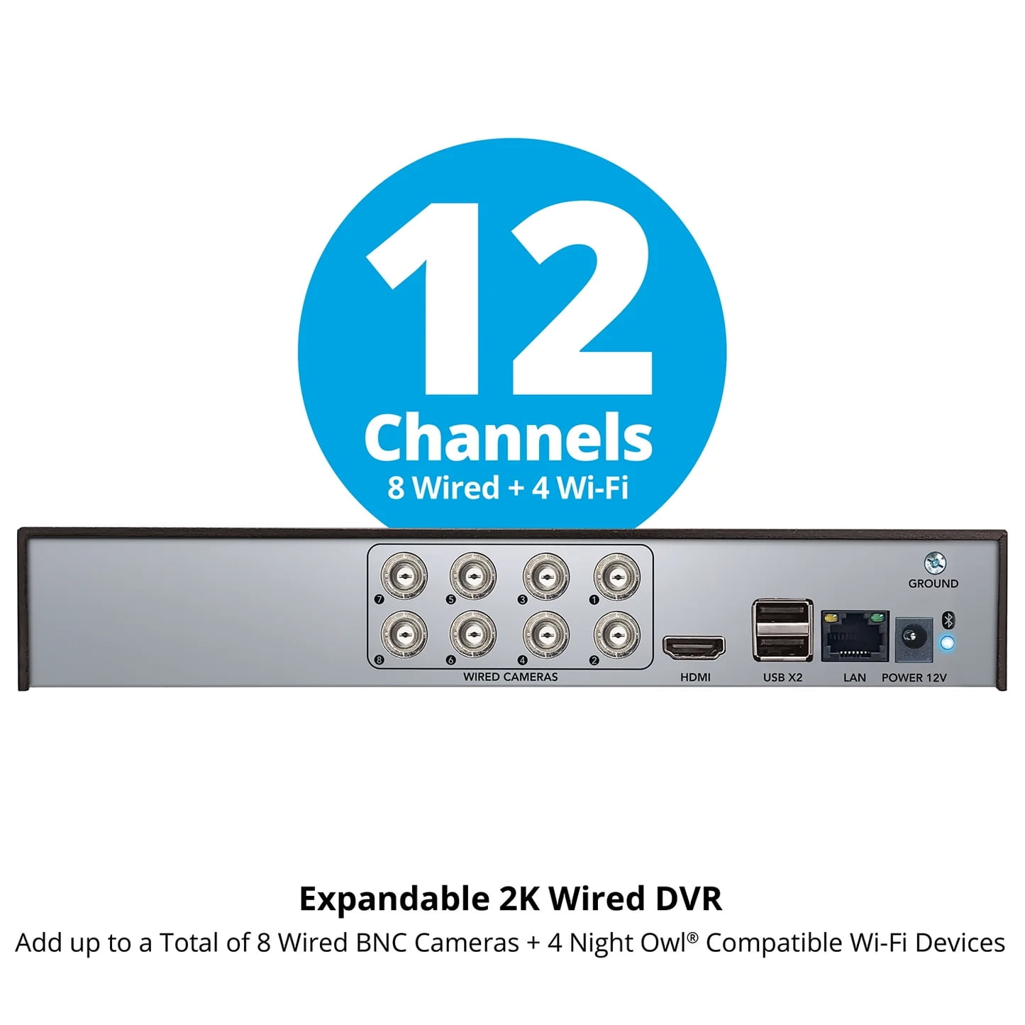 Night Owl 2-Way Audio 12 Channel DVR Security System with 2TB Hard Drive and 8 Wired 2K Deterrence Dome Cameras