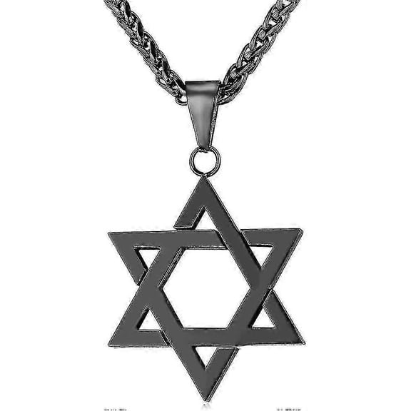 Star of David Necklace for Men 18K Gold Plated Hexagram Magen David Pendant Necklaces Stainless Steel Jewish Jewelry