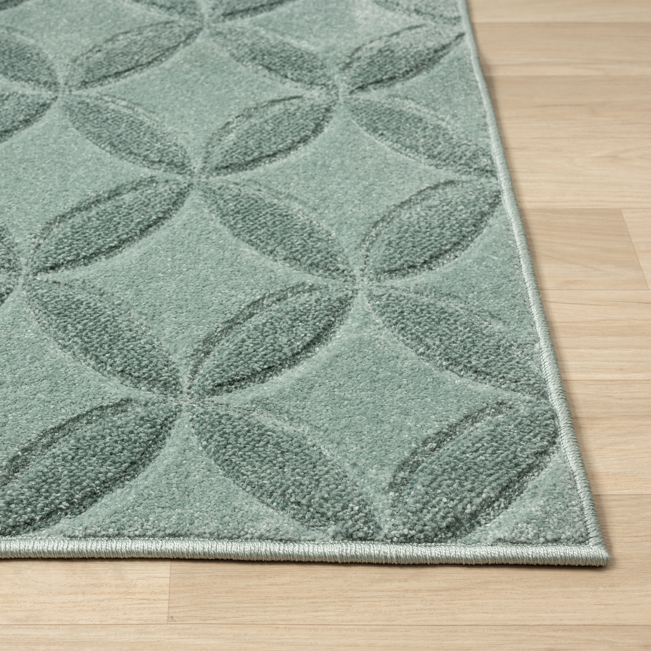 Better Homes & Gardens Carved Geo Indoor Accent Rug, Aqua Petals, 5' x 7'