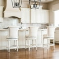 thumbnail image 4 of Maven Lane 31" Pullman Bar Height Bar Stool - Handcrafted Swivel Bar Stool with White Oak Finish and Natural Fabric Upholstery - Bring Seamless Style and Comfort to Kitchen Islands, Dining Spaces, 4 of 10