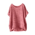 thumbnail image 1 of Zpanxa Chemises Fille Ado Couleur Unie Coton Lin Col Rond Manches Courtes Haut Coton Lin 9-10 Ans, 1 of 5