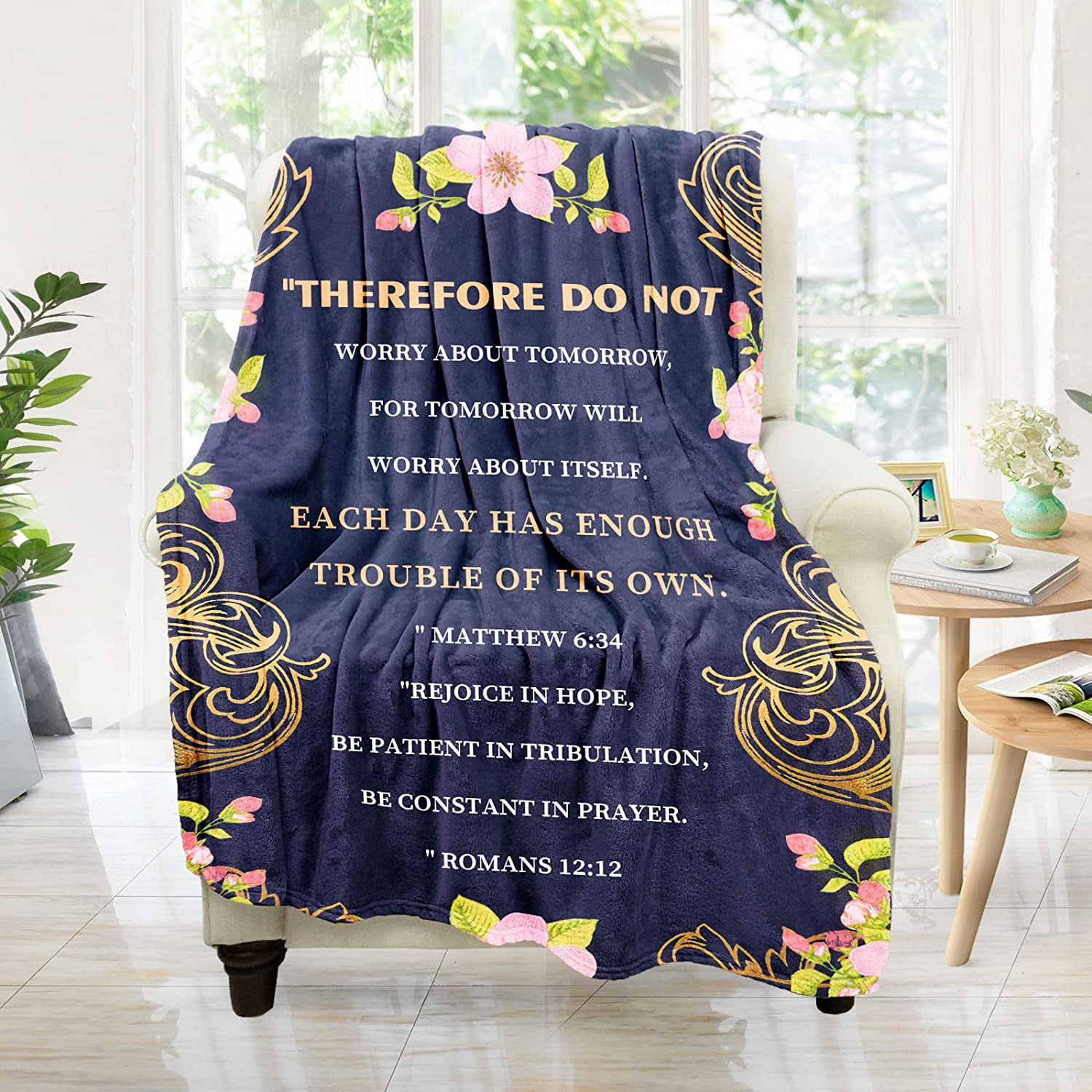 Christian Gift for Women, Religious Gifts Scripture Throw Blanket Graduation Gifts, Encouragement Gifts for Women Christian Blanket Throw 50x60 inch
