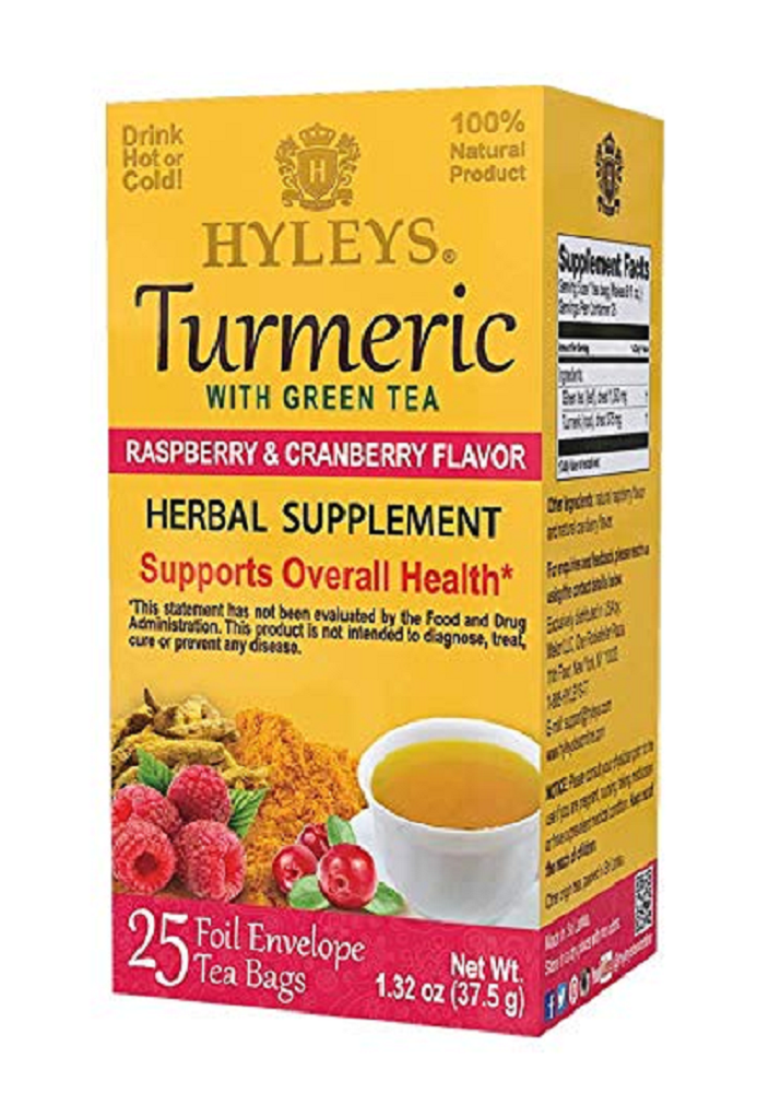 Hyleys Turmeric with Green Tea Raspberry & Cranberry Flavor 25 teabags