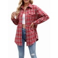 thumbnail image 3 of Womens Classic Button Down Plaid Flannel Shirts Long Sleeve Oversized Casual Business Blouse Tops, 3 of 9