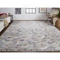 thumbnail image 3 of 10' X 13' Taupe Gray And Blue Geometric Hand Woven Stain Resistant Area Rug With Fringe, 3 of 10