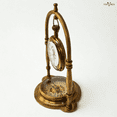 thumbnail image 3 of Antique Brass Table Clock with Compass Base | Vintage Nautical Maritime Desk Decor | Collectible Brass Clock for Home & Office, 3 of 7