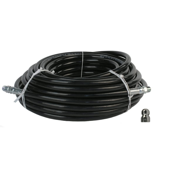 Schieffer 3/8" x 100' 4000 PSI Thermoplastic Sewer Jetter Hose & 6.5 Nozzle