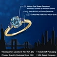 thumbnail image 2 of Gem Stone King 10K Yellow Gold Persian Blue Moissanite and Blue Created Sapphire 3-Stone Ring for Women | 1.66 Cttw | Oval 8X6MM | Gemstone Birthstone | Size 8, 2 of 6