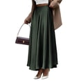 thumbnail image 3 of Women'S A-Line Long Maxi Swing Pleated Skirt Green L, 3 of 8