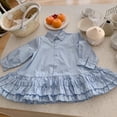 thumbnail image 1 of JDQJBZ Robe à Manches Courtes pour Filles Été Enfants Tout-Petits Manches Bouffantes Imprimé à Carreaux devant Robe Décontractée, 1 of 5