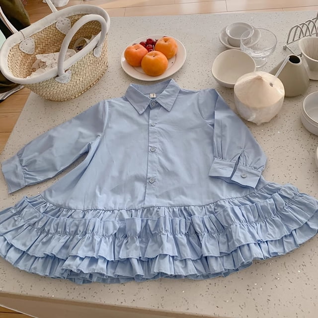 JDQJBZ Robe à Manches Courtes pour Filles Été Enfants Tout-Petits Manches Bouffantes Imprimé à Carreaux devant Robe Décontractée