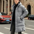 thumbnail image 6 of Brondbend Mens Coats Men’s Jacket Hooded Long Sleeved Zipper Pocket Outerwear Solid Color Warm Jacket Loose Fit Work Tops Gray, 6 of 6