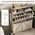 thumbnail image 5 of Shoe Cabinet with 2 Flip Drawers & Open Storage,Farmhouse Shoe Storage Cabinet for Entryway,Freestanding Narrow Organizer Rack with Legs,Foyer,Hallway,Grey, 5 of 16