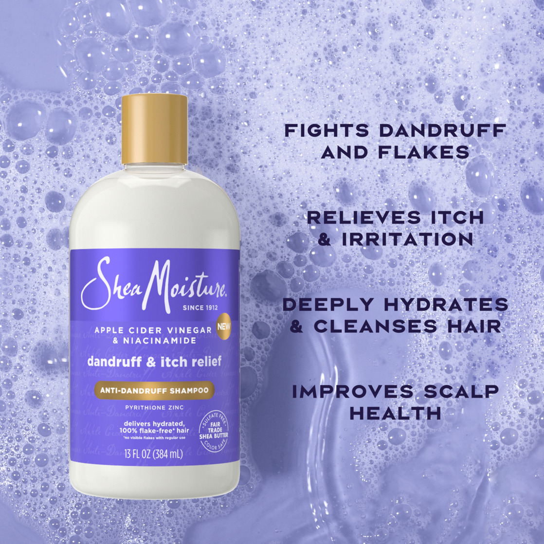 (2 pack) SheaMoisture Anti-Dandruff Shampoo Apple Cider Vinegar & Salicylic Acid, 13 fl oz