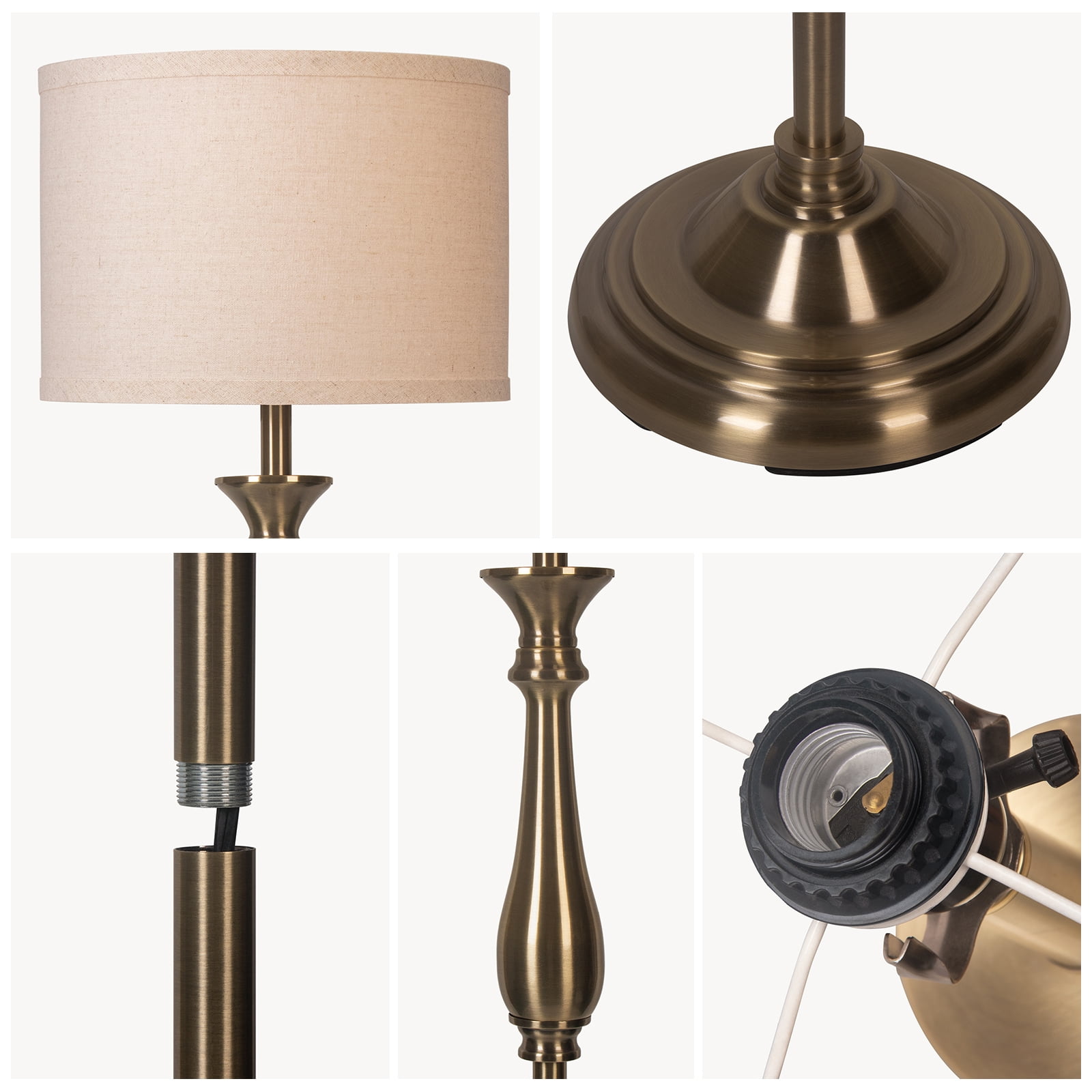 HonoDing Traditional Floor Lamp Classic Standing Lamp  Fabric Shade Rustic Upright Floor Lights Vintage Elegant(Bronze)