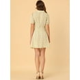 thumbnail image 4 of INSPIRE CHIC Robe Trapèze Vintage à Fleurs pour Femme à Manches Courtes, Col de Camp, Boutonnée, 4 of 5