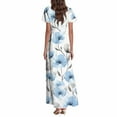 thumbnail image 6 of vigerkar Women's Summer Dress 2025 Short Sleeve V-Neck Boho Floral Printed Flowy Swing Sundress Dresses Light Blue, S, 6 of 7