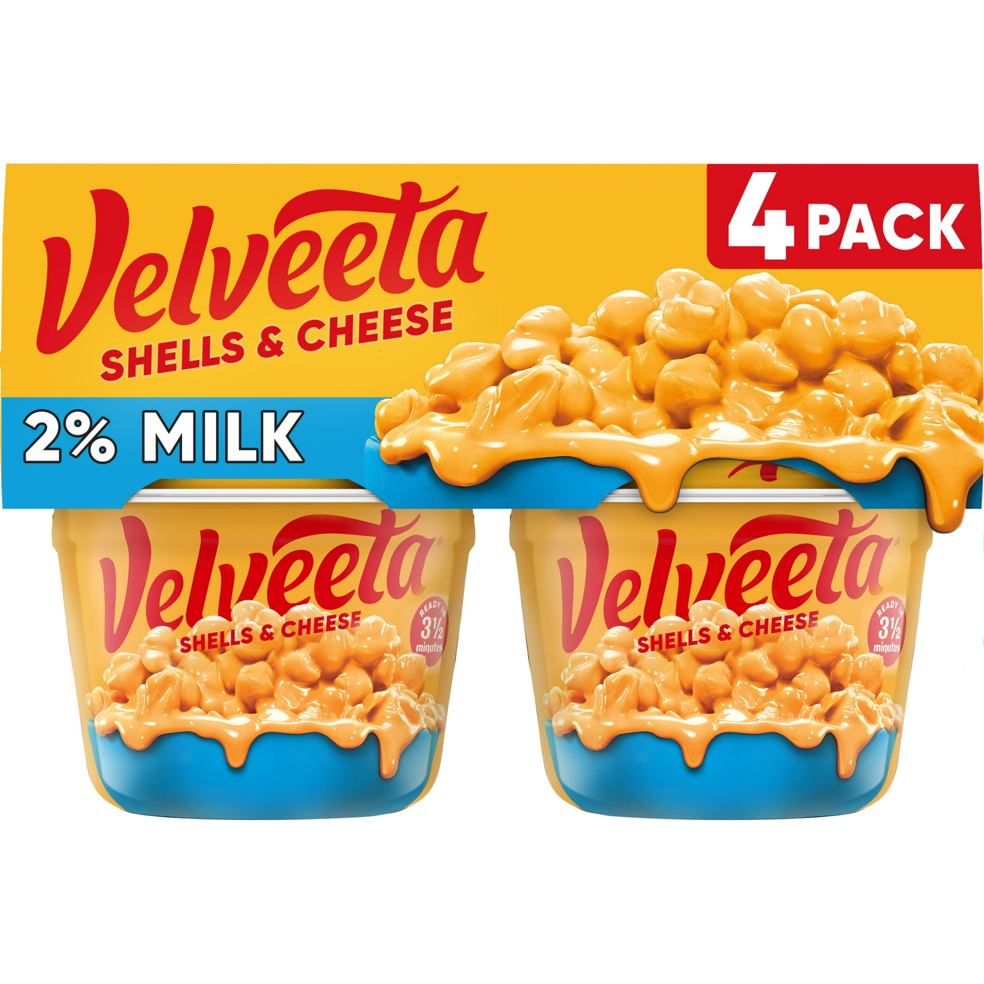 Velveeta Shells and Cheese Mac and Cheese, 4 Cups, for Easy Snacks or Dinner Sides, with 2% Milk Cheese, 2.19 oz