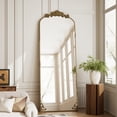 thumbnail image 2 of ‌Auromir‌ 32"x71" Vintage Arched Full Length Mirror Antique Metal Floor Mirror with Baroque Style, Antique Bronze, 2 of 6