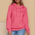thumbnail image 4 of Blouses for Women Casual Winter Fall Relaxed Fit Hooded Long-sleeved Cap Off the Shoulder with Pocket Plain Leisure Cotton Hoodie Sweatshirts(Hot Pink,XL), 4 of 9
