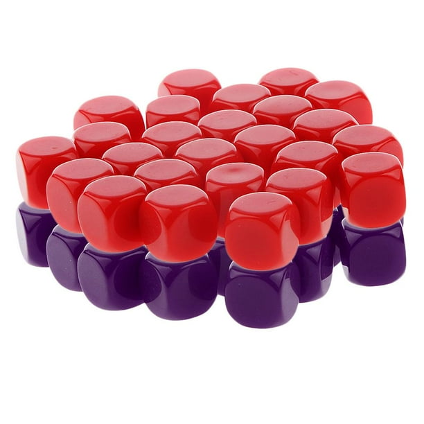 50 Piezas Dados en Blanco Opacos D6 Sunnimix Juego de mesa dados juguetes Púrpura + Rojo