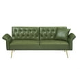 thumbnail image 6 of 68'' Leather Futon Sofa Bed, Modern Loveseat Sofa with Adjustment Backrest and Armrests, Memory Foam Small Sofa for Compact Living Spaces Apartment Dorm Studio Guest Room Home Office, Green, 6 of 8
