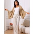 thumbnail image 4 of DARING DIVA Women's Linen Cardigan 3/4 Sleeve Open Front Lightweight Shrug M Khaki, 4 of 8