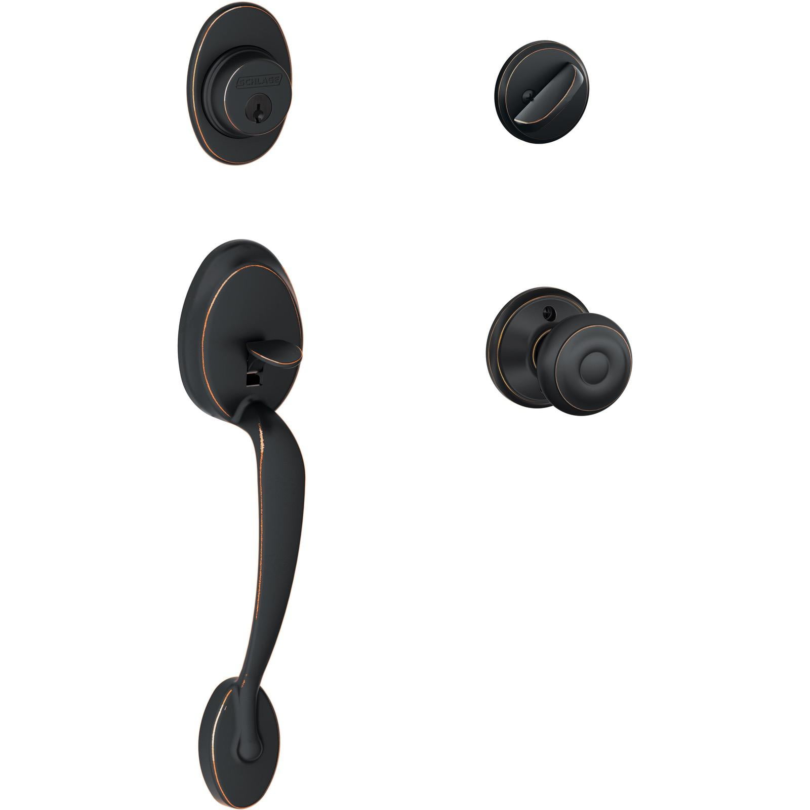 Schlage Century Handleset With Merano Lever - Aged Bronze, Single Cylinder, For Exterior Doors