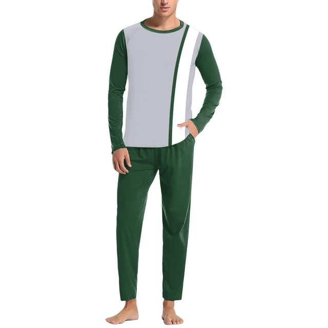 Men's Soft Solid Color Pajama Set Two Piece Loungewear Comfortable Home Sleepwear