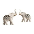 thumbnail image 4 of Good Luck Decorative Sculpture Animal Figurine Tabletop Housewarming Gifts Crafts Couple Elephants Statue for Bookcase Office Living Room White, 4 of 9