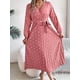 thumbnail image 4 of Vestido Plisado de Larga con Cuello en V y Lunares para Mujer, Informal, Holgado y con Cinturón Rosa L, 4 of 10