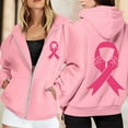 thumbnail image 2 of Lined Cancer Awareness Long Sleeve Sweatshirt for Women Zip Up Crewneck Hoodie Pullover Fall Fashion Outfits 2025 Trendy Tunic Tops (Pink, XL), 2 of 6