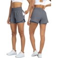 thumbnail image 2 of Womens High Waist Running Shorts Athletic Workout Quick Dry Shorts for Women with Pockets Gym Yoga White Summer Shorts, 2 of 6