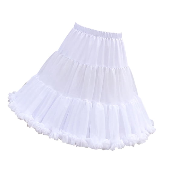 Dualoai Petticoat Elastic Waistband Crinoline for Bridal Dress Ballet Dance Princess
