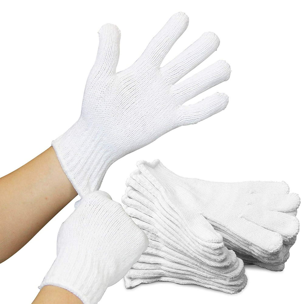 [12 Pairs, Large] Polyester Cotton Knit Safety Protection Work Grip Gloves for Painter Machanic
