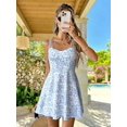 thumbnail image 3 of Blue Floral Print Summer Cami Dress For Women Casual Sundress A-Line Fit Flare Skirt, 3 of 4