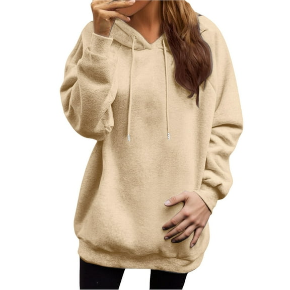 NMMUED Womens Hoodies Pullover, Fall Sweatshirts for Women, Hoodies for Women, Cute Hoodies, Fall Outfits for Women, Beige L