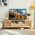thumbnail image 6 of JanflyHome TV Stand for 75in TV, Rattan Boho Entertainment Center with Adjustable LED Light, Power Outlet, Wood, 6 of 8