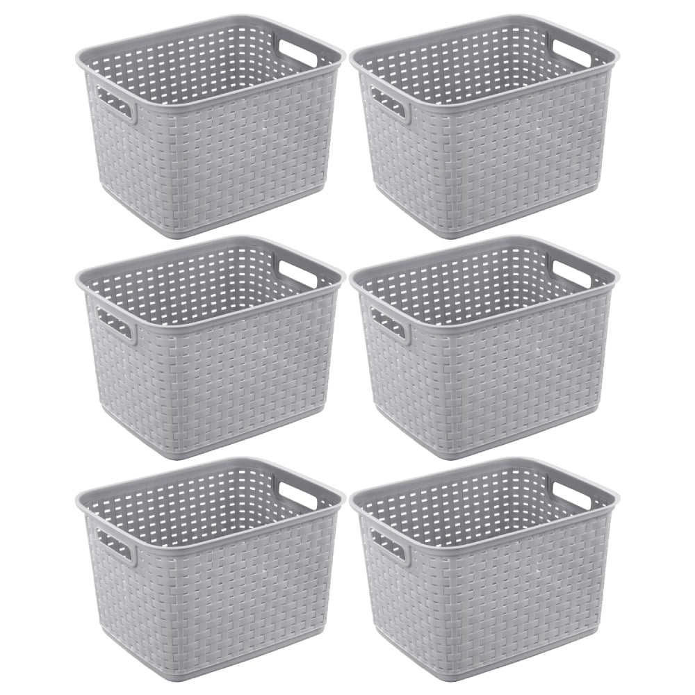 Sterilite Tall Weave Basket 1273 Wicker Look Storage Bin Plastic Snag